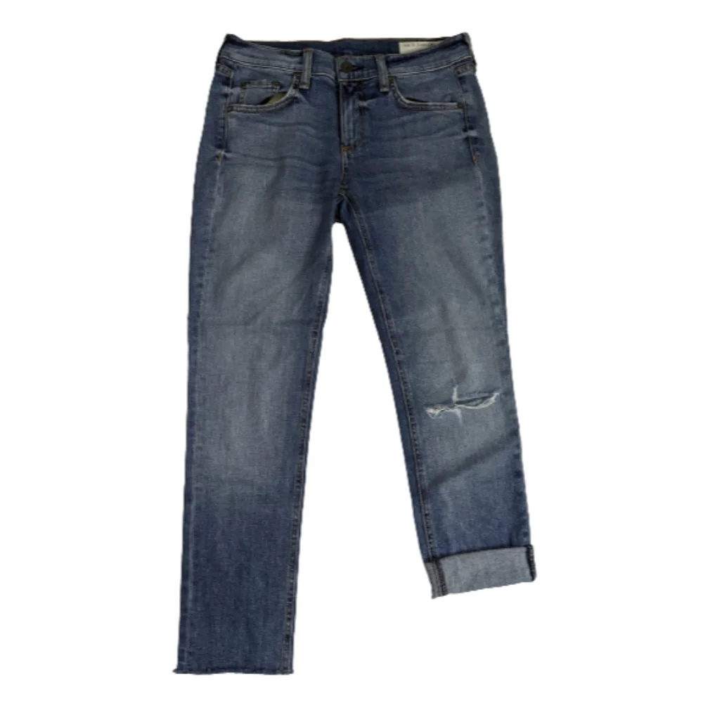 Rag & Bone Dre Capri Distressed Raw Hem Jeans 25
